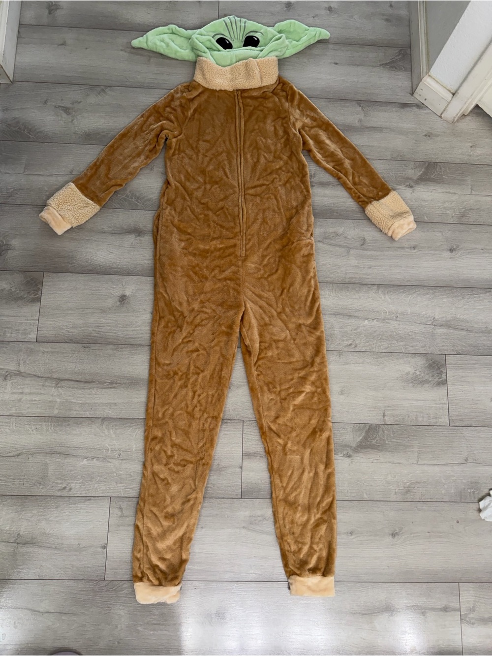 Star Wars Brown Plush Grogu Hooded Jumpsuitr